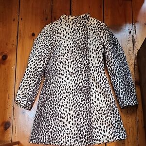 Banana Republic Black and White Pea Coat with Leopard Print